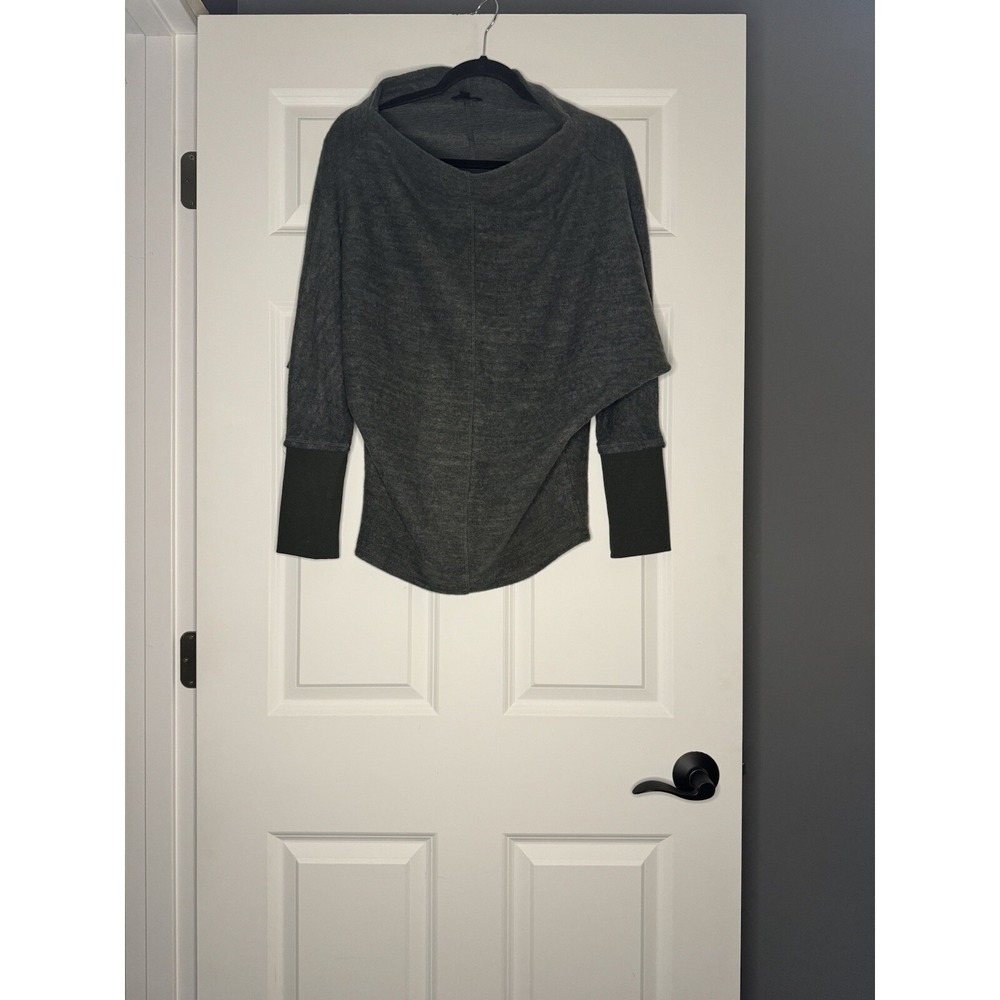 Mittoshop Cowl Neck Batwing Sleeve Knit Sweater Small Dark Gray